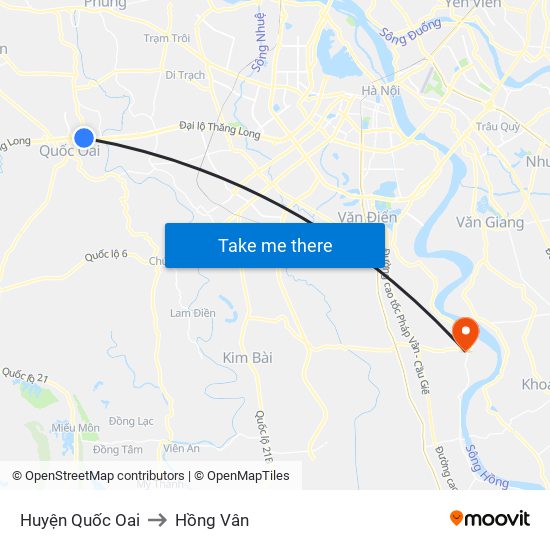 Huyện Quốc Oai to Hồng Vân map