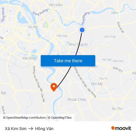 Xã Kim Sơn to Hồng Vân map