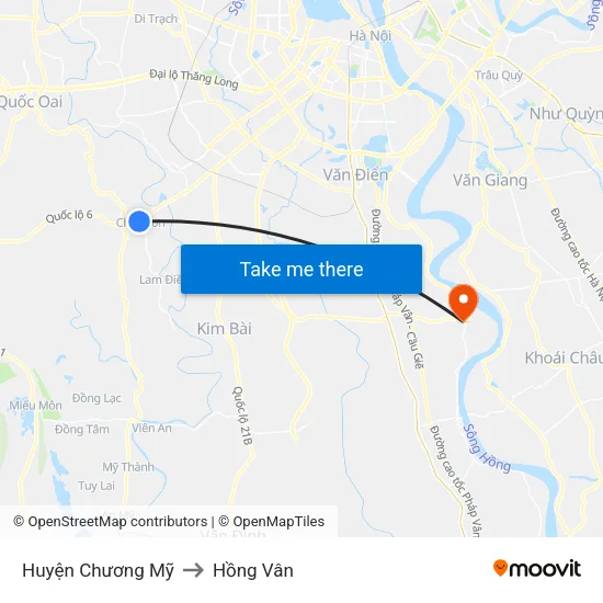 Huyện Chương Mỹ to Hồng Vân map