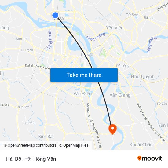 Hải Bối to Hồng Vân map