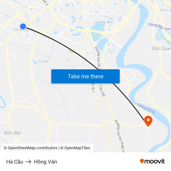 Hà Cầu to Hồng Vân map