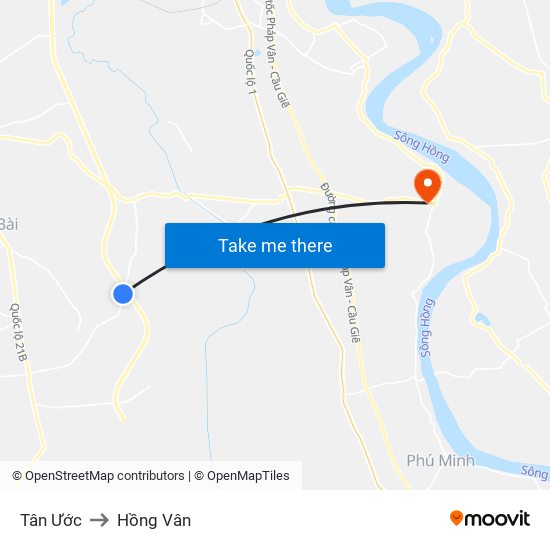 Tân Ước to Hồng Vân map