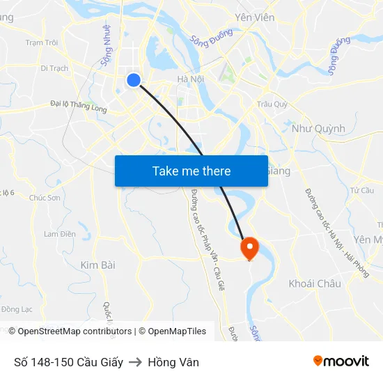 Số 148-150 Cầu Giấy to Hồng Vân map