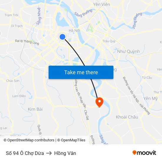 Số 94 Ô Chợ Dừa to Hồng Vân map