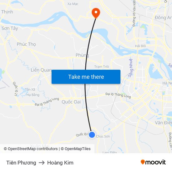 Tiên Phương to Hoàng Kim map