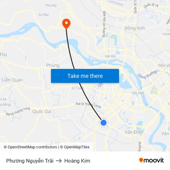 Phường Nguyễn Trãi to Hoàng Kim map