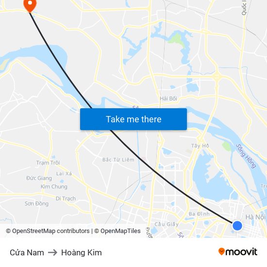 Cửa Nam to Hoàng Kim map