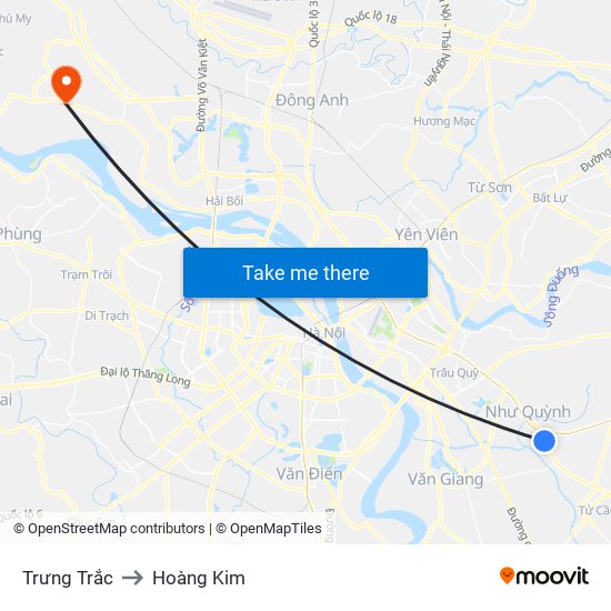 Trưng Trắc to Hoàng Kim map