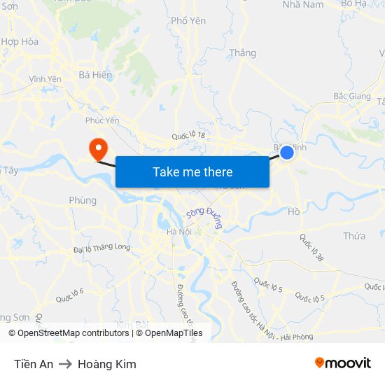 Tiền An to Hoàng Kim map