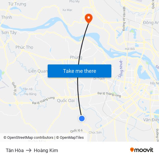 Tân Hòa to Hoàng Kim map