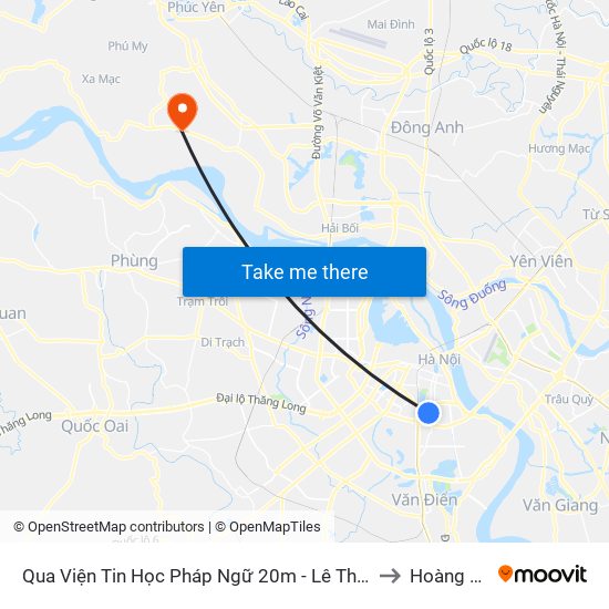 Qua Viện Tin Học Pháp Ngữ 20m - Lê Thanh Nghị to Hoàng Kim map