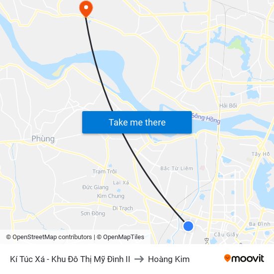 Kí Túc Xá - Khu Đô Thị Mỹ Đình II to Hoàng Kim map