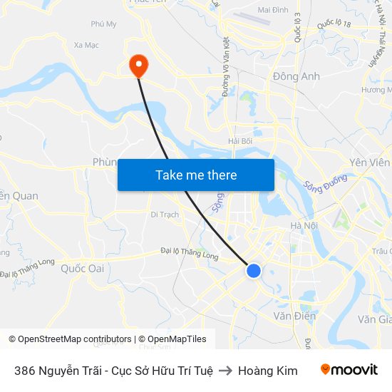 386 Nguyễn Trãi - Cục Sở Hữu Trí Tuệ to Hoàng Kim map