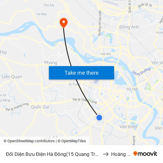 Đối Diện Bưu Điện Hà Đông(15 Quang Trung Hà Đông) to Hoàng Kim map