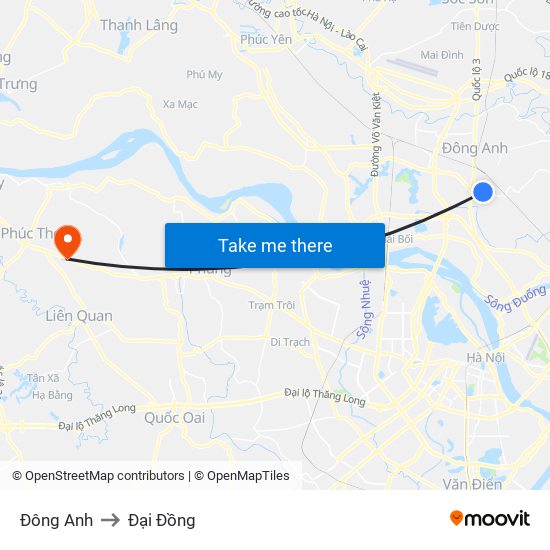 Đông Anh to Đại Đồng map