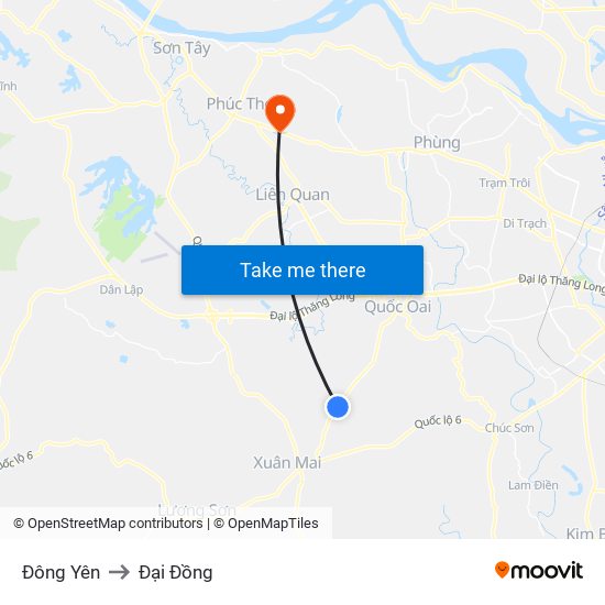 Đông Yên to Đại Đồng map