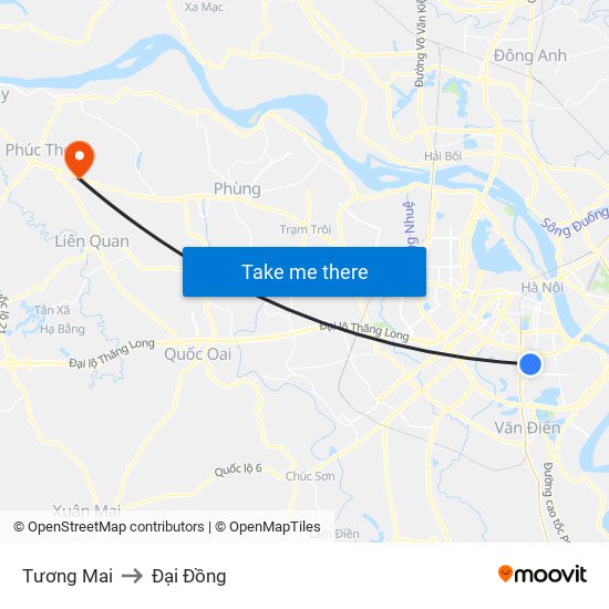 Tương Mai to Đại Đồng map