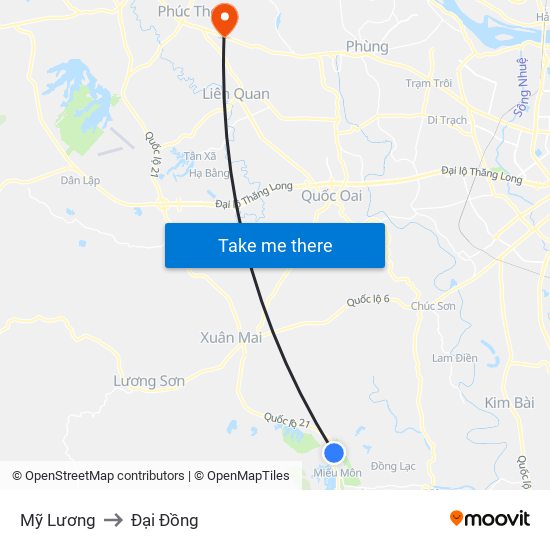 Mỹ Lương to Đại Đồng map