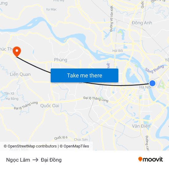 Ngọc Lâm to Đại Đồng map