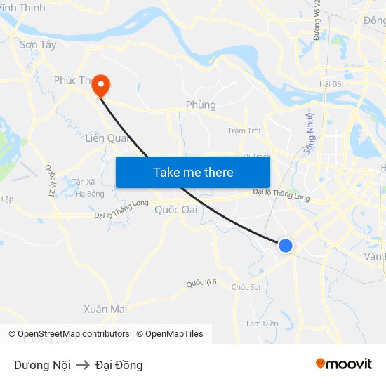 Dương Nội to Đại Đồng map