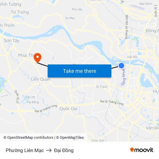 Phường Liên Mạc to Đại Đồng map