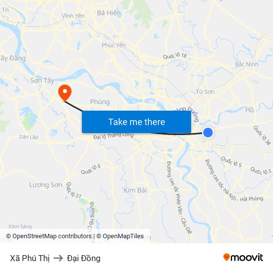 Xã Phú Thị to Đại Đồng map