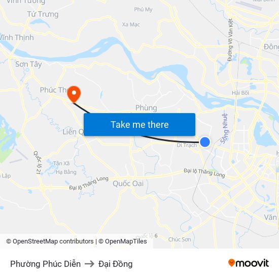 Phường Phúc Diễn to Đại Đồng map