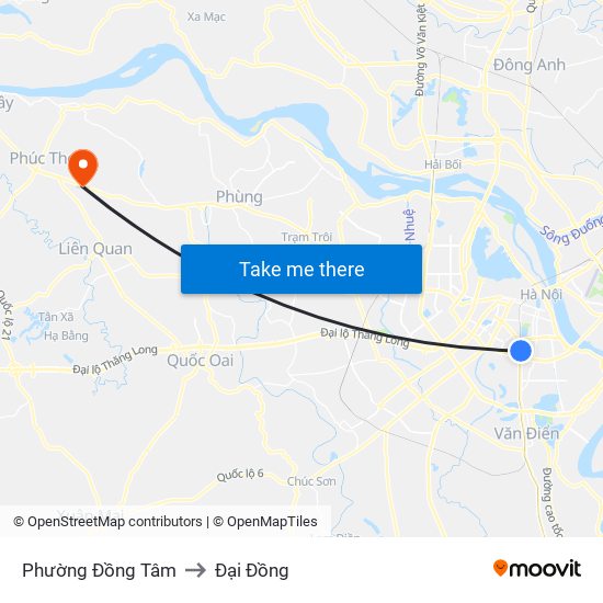 Phường Đồng Tâm to Đại Đồng map