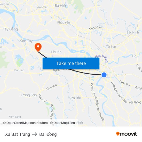 Xã Bát Tràng to Đại Đồng map