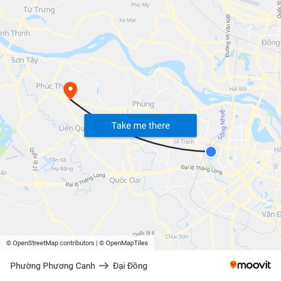 Phường Phương Canh to Đại Đồng map
