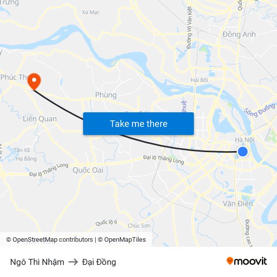 Ngô Thì Nhậm to Đại Đồng map