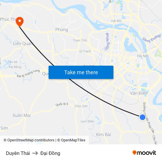 Duyên Thái to Đại Đồng map