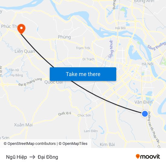 Ngũ Hiệp to Đại Đồng map