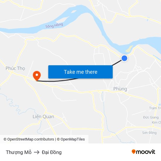 Thượng Mỗ to Đại Đồng map