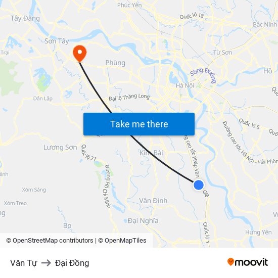 Văn Tự to Đại Đồng map