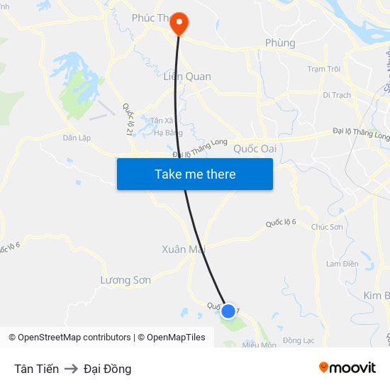 Tân Tiến to Đại Đồng map