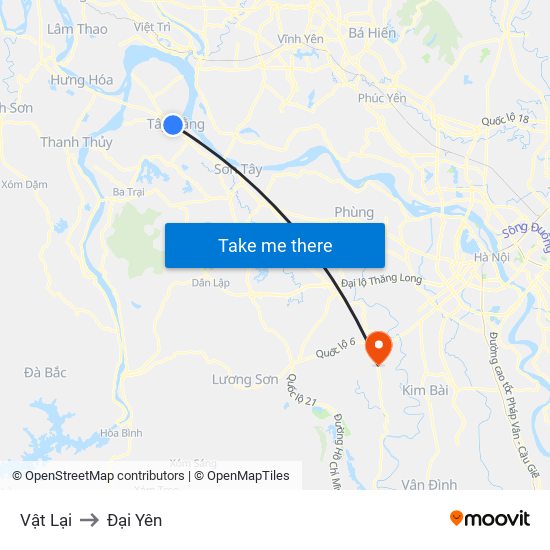 Vật Lại to Đại Yên map