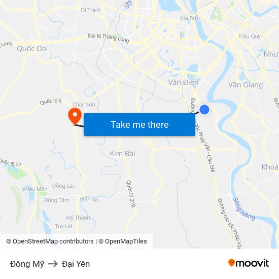 Đông Mỹ to Đại Yên map