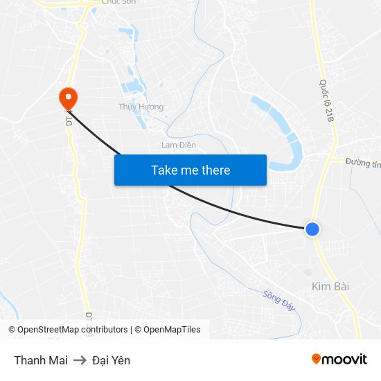 Thanh Mai to Đại Yên map