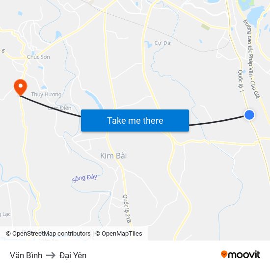 Văn Bình to Đại Yên map