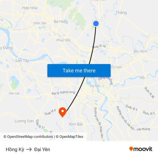 Hồng Kỳ to Đại Yên map