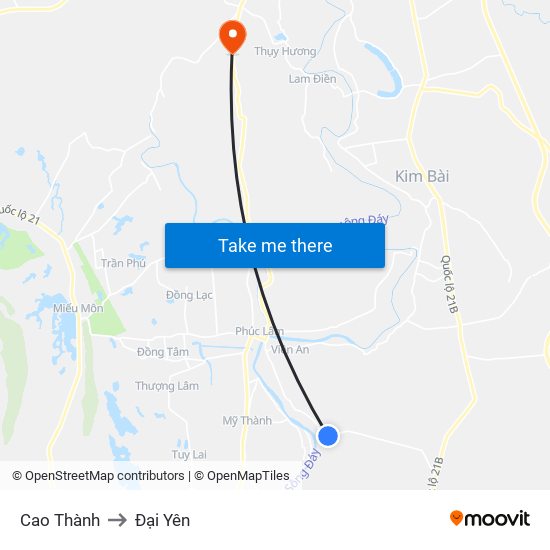 Cao Thành to Đại Yên map