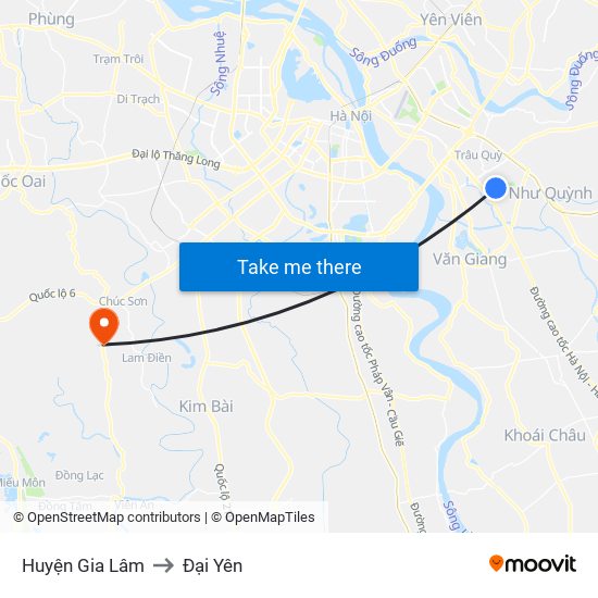 Huyện Gia Lâm to Đại Yên map