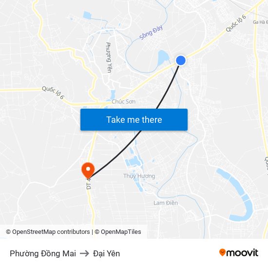 Phường Đồng Mai to Đại Yên map