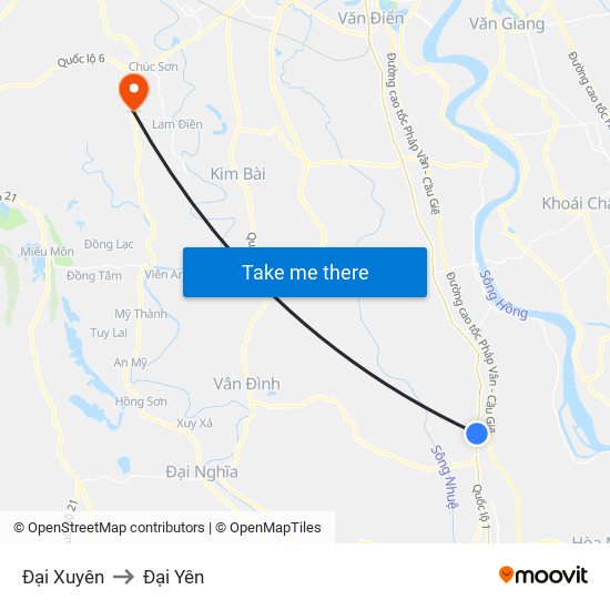 Đại Xuyên to Đại Yên map