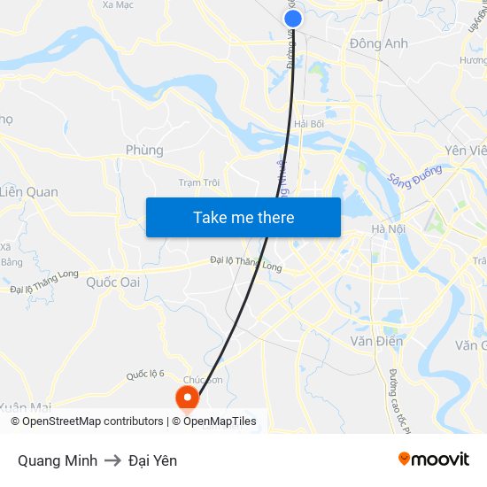 Quang Minh to Đại Yên map