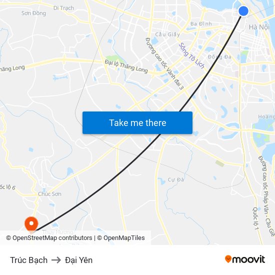 Trúc Bạch to Đại Yên map