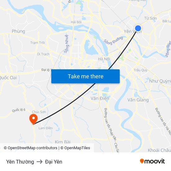 Yên Thường to Đại Yên map