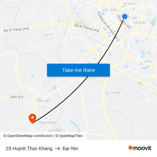 20 Huỳnh Thúc Kháng to Đại Yên map