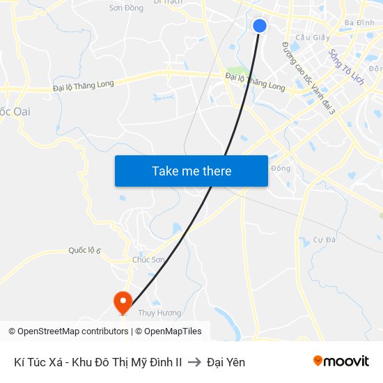 Kí Túc Xá - Khu Đô Thị Mỹ Đình II to Đại Yên map